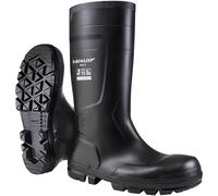 DUNLOP Work-It S5 PVC-Arbeitsstiefel für Damen und Herren - Wasserdichte Sicherheitsstiefel mit Stahlkappe - Baustellenstiefel - Chemikalienbeständig und rutschfest - Schwarz - Größe 35 bis 50