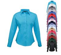 PW300 Premier Workwear Damen Poplin langarm Bluse (Damenbluse/Langarm) Hot Pink 38 (10)