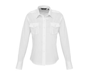 PW310 Premier Workwear Damen Piloten Bluse langarm White 50 (22)