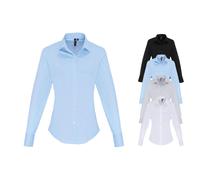 PW344 Premier Workwear Damen Bluse Langarm Silver (ca. Pantone 428) M