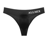 PWMENLK Herren-Slip, Unterwäsche, Eisseide, durchsichtig, sexy Unterhose, Sport, Buchstaben, Tanga, Unterwäsche, nahtloser Tanga, Bikini, Schwarz, X-Small