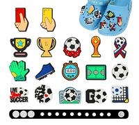 Pwsap 18 Stück Schuhanhänger Charms für Schuhe mit Armband, Fußball Soccer Schuhanhänger, Langlebige PVC Schuhdekorations Anhänger, CLOG Charms Armband Charms für Kinder Jungen Erwachsene Sportfans