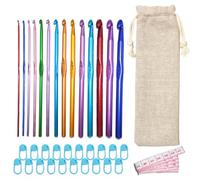 PXBSNB 36 Stück Häkelnadel Set, 14 Größen 2mm-10mm Häkelnadeln, Multicolor Aluminium Stricknadeln mit 20 Markierungsnadel, Ergonomische tunesische häkelnadel für Anfänger Spitzenhandwerk Stricken