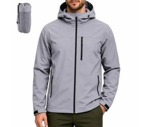 PYALT Regenjacke Herren Wasserdicht Atmungsaktiv Outdoorjacke Leichte Funktionsjacke Übergangsjacke Packbare Windjacke Fahrrad Regenmantel mit Kapuze
