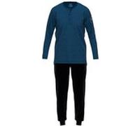 Pyjama, 3-Knopfv., offen blau-mittel-uni 72/74