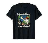 Pyjama All Day Wine All Night Adult Humor T-Shirt