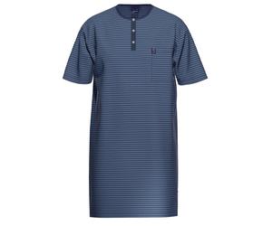 Pyjama AMMANN "Nachthemd 1/2 Arm Men / Nightwear", Herren, Gr. 58, blau, Obermaterial: 75% Baumwolle CO. 25% Polyester PES., Homewear-Sets Pyjama (94803529-58) blau
