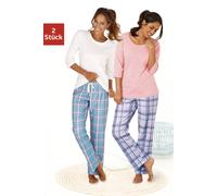Arizona Pyjama, (2 Stück), mit passenden Basicshirts 36/38 rosa Damen Pyjamas Nachtwäsche Damenwäsche Pyjama 36/38 koralle, kariert