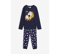 Pyjama BONPRIX, Mädchen, Gr. 104/110, blau (dunkelblau bedruckt), Obermaterial: 100% Baumwolle, Homewear-Sets Pyjama, bequeme Passform, aus Baumwolle, mit coolem Motiv (49454043-104) dunkelblau bedruc