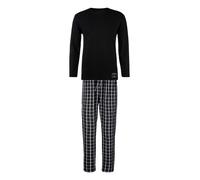 Pyjama AUTHENTIC LE JOGGER, Herren, Gr. 44/46 (S), schwarz (schwarz, kariert), Jersey, Obermaterial: 100% Baumwolle. Obermaterial Hose: 100% Baumwolle, kariert, Basic, bequem lang, Rundhals, abgestepp