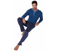 Pyjama AUTHENTIC LE JOGGER, Herren, Gr. 56/58 (XL), blau (blau, gestreift, marine), Jersey, Obermaterial: 100% Baumwolle, gestreift, Basic, lang, Rundhals, abgesteppte Kante, Homewear-Sets Pyjama, Sch