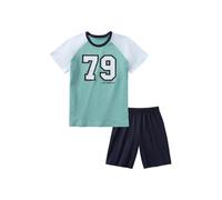 Pyjama AUTHENTIC LE JOGGER, Jungen, Gr. 182, blau, Single Jersey, Obermaterial: 100% Baumwolle, bedruckt, Basic, bequem, Rundhals, abgesteppte Kante, Homewear-Sets Pyjama, Schlafanzug für Jungs mit gr