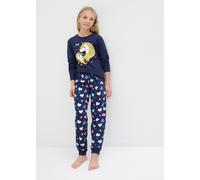 Pyjama BONPRIX, Mädchen, Gr. 116/122, blau (dunkelblau bedruckt), Obermaterial: 100% Baumwolle, Homewear-Sets Pyjama, bequeme Passform, aus Baumwolle, mit coolem Motiv (49454043-116) dunkelblau bedruc