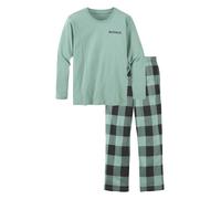 Pyjama BUFFALO, Jungen, Gr. 158/164, salbei, schwarz kariert, Jersey, Obermaterial: 100% Baumwolle, kariert, Basic, bequem lang, Rundhals, abgesteppte Kante, Homewear-Sets Pyjama, Schlafanzug im coole