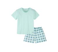Pyjama BUFFALO, Mädchen, Gr. 122/128, mint kariert, Jersey, Obermaterial: 100% Baumwolle, kariert, kurz, Rundhals, abgesteppte Kante, Homewear-Sets Pyjama, Mädchen - kurzer Schlafanzug mit karierter H