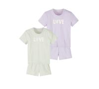 Pyjama BUFFALO, Mädchen, Gr. 170/176, lila, hellgrün, Jersey, Obermaterial: 100% Baumwolle, bedruckt, kurz, Rundhals, abgesteppte Kante, Homewear-Sets Pyjama, Mädchen - kurzer Schlafanzug mit Glitzerh