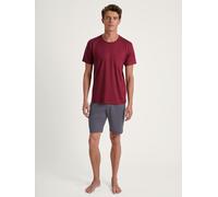 Pyjama CALIDA "Relax Imprint", Damen, Gr. L (52/54), rot (mars rot), Obermaterial: 100% Baumwolle, gemustert, unifarben, bequem kurz, Rundhals, Homewear-Sets Pyjama, mit elastischem Hosenbund (6140730