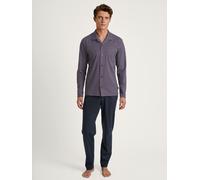 Pyjama CALIDA "Relax Imprint", Herren, Gr. XL (56), rot (mars rot), Single Jersey, Obermaterial: 100% Baumwolle, gemustert, klassisch, bequem lang, V-Ausschnitt, Langarm, Homewear-Sets, mit feinem, gl