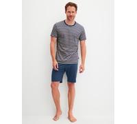 Pyjama CALIDA "Relax Streamline 1", Damen, Gr. L (52/54), 366, blau, Interlock, Obermaterial: 100% Baumwolle, bequem kurz, Rundhals, Homewear-Sets Pyjama, mit Rundhalsausschnitt und kurzem Arm, weich,
