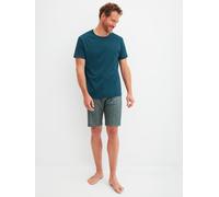 Pyjama CALIDA "Relax Streamline 1", Damen, Gr. XXL (58/60), blau, Interlock, Obermaterial: 100% Baumwolle, bequem kurz, Rundhals, Homewear-Sets Pyjama, mit Rundhalsausschnitt und kurzem Arm, weich, In