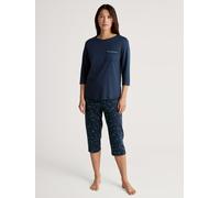 CALIDA Sweet Dreams 3/4-Pyjama Damen, aus 100% Baumwolle, Hose mit stoffbezogenem Gummibund