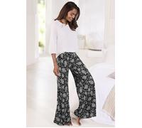 Pyjama, Damen, Gr. 32/34, schwarz (schwarz paisley), Single Jersey, Obermaterial: 100% Viskose, VIVANCE DREAMS BY LASCANA, Paisley, unifarben, bequem lang, Rundhals, Raglanärmel elastischer Bund, Home