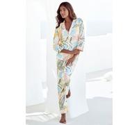 Pyjama, Damen, Gr. 40/42, bunt (gemustert, allover), Single Jersey, Obermaterial: 50% Baumwolle, 50% Viskose, VIVANCE DREAMS BY LASCANA, gemustert, bequem lang, V-Ausschnitt, eingesetzt, Homewear-Sets