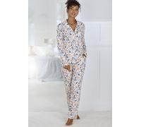 Pyjama VIVANCE DREAMS, Damen, Gr. 40/42, rosa (rosa, blau, geblümt), Single Jersey, Obermaterial: 50% Baumwolle, 50% Viskose, geblümt, klassisch lang, V-Ausschnitt, eingesetzt abgesteppte Kante, Homew