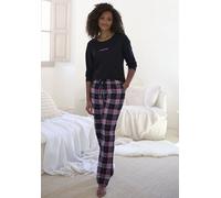 Pyjama, Damen, Gr. 40, pink, Flanell, Obermaterial: 100% Baumwolle. Oberteil: 100% Baumwolle, VIVANCE DREAMS BY LASCANA, mehrfarbig, meliert, lang, Rundhals, Homewear-Sets Pyjama, aus kuschelig weiche