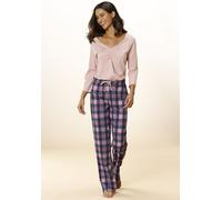 Pyjama VIVANCE DREAMS Gr. 48/50, bunt (hellrosa, navy), Damen, Single Jersey, Obermaterial: 100% Baumwolle, kariert, Homewear-Sets, mit Karo Muster (64680519-48) hellrosa, navy