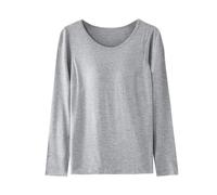 Pyjama Damen Lang Warm | Sport Oberteile Damen Locker | Nachtwäsche Große Größen Langarmshirt Winter Kuschel Schlafanzug Lässige Bequeme Sleepshirt Elegant T-Shirt Mit BH-Körbchen Loungewear