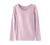Pyjama Damen Lang Warm | Sport Oberteile Damen Locker | Nachtwäsche Große Größen Langarmshirt Winter Kuschel Schlafanzug Lässige Bequeme Sleepshirt Elegant T-Shirt Mit BH-Körbchen Loungewear