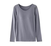 Pyjama Damen Lang Warm | Sport Oberteile Damen Locker | Nachtwäsche Große Größen Langarmshirt Winter Kuschel Schlafanzug Lässige Bequeme Sleepshirt Elegant T-Shirt Mit BH-Körbchen Loungewear