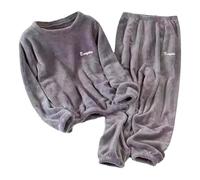 Pyjama Damen Lounge Set Weich Kuschelig Hausanzug Kuschelanzug Kuschel Pyjama Sleepwear Thermo Frauen Pjs Lang Partner Freizeitanzug Partner Pyjama
