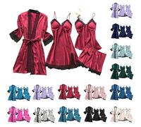 Pyjama Damen Sommer Kurz Pijamas Shorty Set Halloween Schlafanzug Hose Musselin Women's Short Pajamas Ärmellos Baumwolle Sleepshirt Outfit Seiden Seide Lang Silk Satin Nachthemd