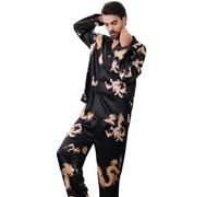 Pyjama für Damen Herren, Partner Pyjama 2er Set für Paare, Pyjamahemd Pyjamahose Herren Damen Set, Chinesischen Drachen Schlafanzug Set, Valentinstag Paare Geschenke für Ihn und Sie
