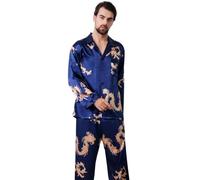Pyjama für Damen Herren, Partner Pyjama 2er Set für Paare, Pyjamahemd Pyjamahose Herren Damen Set, Chinesischen Drachen Schlafanzug Set, Valentinstag Paare Geschenke für Ihn und Sie