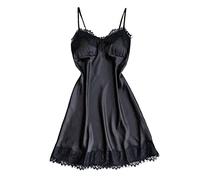 Pyjama für Damen, Winter, günstig - Nachtkleid aus Spitze, Nachthemd, sexy, Damen, Dessous, Nachtwäsche, Unterwäsche, große Nachthemden für Frauen, Schwarz , 50