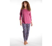 Pyjama GÖTZBURG, Damen, Gr. 40, rot, mittel, allover, Single Jersey, Obermaterial: 100% Baumwolle, bequem lang, Rundhals, gerader Abschluss, Homewear-Sets Pyjama, 3/4 Arm, Rundhalsausschnitt, mit Moti