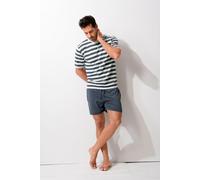 Pyjama H.I.S, Herren, Gr. 48/50 (M), blau (navy, cream), Jersey, Obermaterial: 60% Baumwolle, 40% Polyester, gestreift, Basic, bequem kurz, Rundhals, abgesteppte Kante, Homewear-Sets Pyjama, Schlafanz