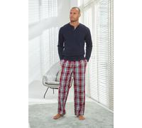 H.I.S JEANS Pyjama, H.I.S, lang blau/rot/lila, Größe 60/62