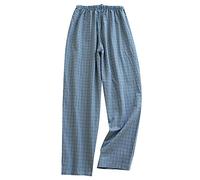 Pyjama Hose Herren Lang Pyjamahose Schlafanzug Schlafanzughose Karierte Pyjama Pants Schlaf Hose Oversized Hosen Herren Lange Karierte Pyjamahose Haushose 01 Blau XL