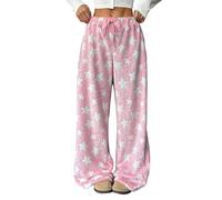 Pyjama Hose Schlafanzug Damen Pyjamas Hosen Lang Flanell Pyjama Hose Schlafhose Weich Kawaii Pyjamas Bequeme Schlafanzughose Frauen Anime Cartoon Casual Herbst-Winter