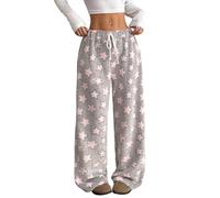 Pyjama Hose Schlafanzug Damen Pyjamas Hosen Lang Flanell Pyjama Hose Schlafhose Weich Kawaii Pyjamas Bequeme Schlafanzughose Frauen Anime Cartoon Casual Herbst-Winter