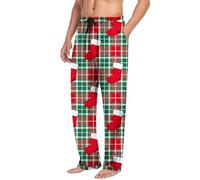 Pyjama Hosen Damen Herren Baggy Weite Beine Schlafanzughose Unisex Palazzo Weihnachtshose Gerade Schlafhose Elastische Taille Chinohose Loose Fit Stoffhose Weihnachten Partyhose Silvester Outfit