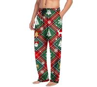 Pyjama Hosen Damen Herren Baggy Weite Beine Schlafanzughose Unisex Palazzo Weihnachtshose Gerade Schlafhose Elastische Taille Chinohose Loose Fit Stoffhose Weihnachten Partyhose Silvester Outfit