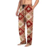 Pyjama Hosen Damen Herren Baggy Weite Beine Schlafanzughose Unisex Palazzo Weihnachtshose Gerade Schlafhose Elastische Taille Chinohose Loose Fit Stoffhose Weihnachten Partyhose Silvester Outfit