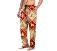 Pyjama Hosen Damen Herren Baggy Weite Beine Schlafanzughose Unisex Palazzo Weihnachtshose Gerade Schlafhose Elastische Taille Chinohose Loose Fit Stoffhose Weihnachten Partyhose Silvester Outfit