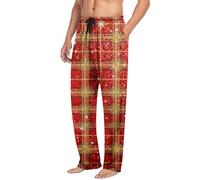 Pyjama Hosen Damen Herren Baggy Weite Beine Schlafanzughose Unisex Palazzo Weihnachtshose Gerade Schlafhose Elastische Taille Chinohose Loose Fit Stoffhose Weihnachten Partyhose Silvester Outfit