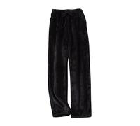 Pyjama Hosen Damen Schlafanzughose Damen Lang Große Größen Freizeit Flanellhose Pyjamahose Fleece Laufset Schlafhose Langgröße Oversize Hausanzug Relaxhose Freizeithose Pants Kleidung 2#schwarz XL